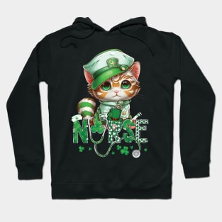 St Patricks Day Nurse Cat Leprechaun Lucky Green Proud Irish Hoodie